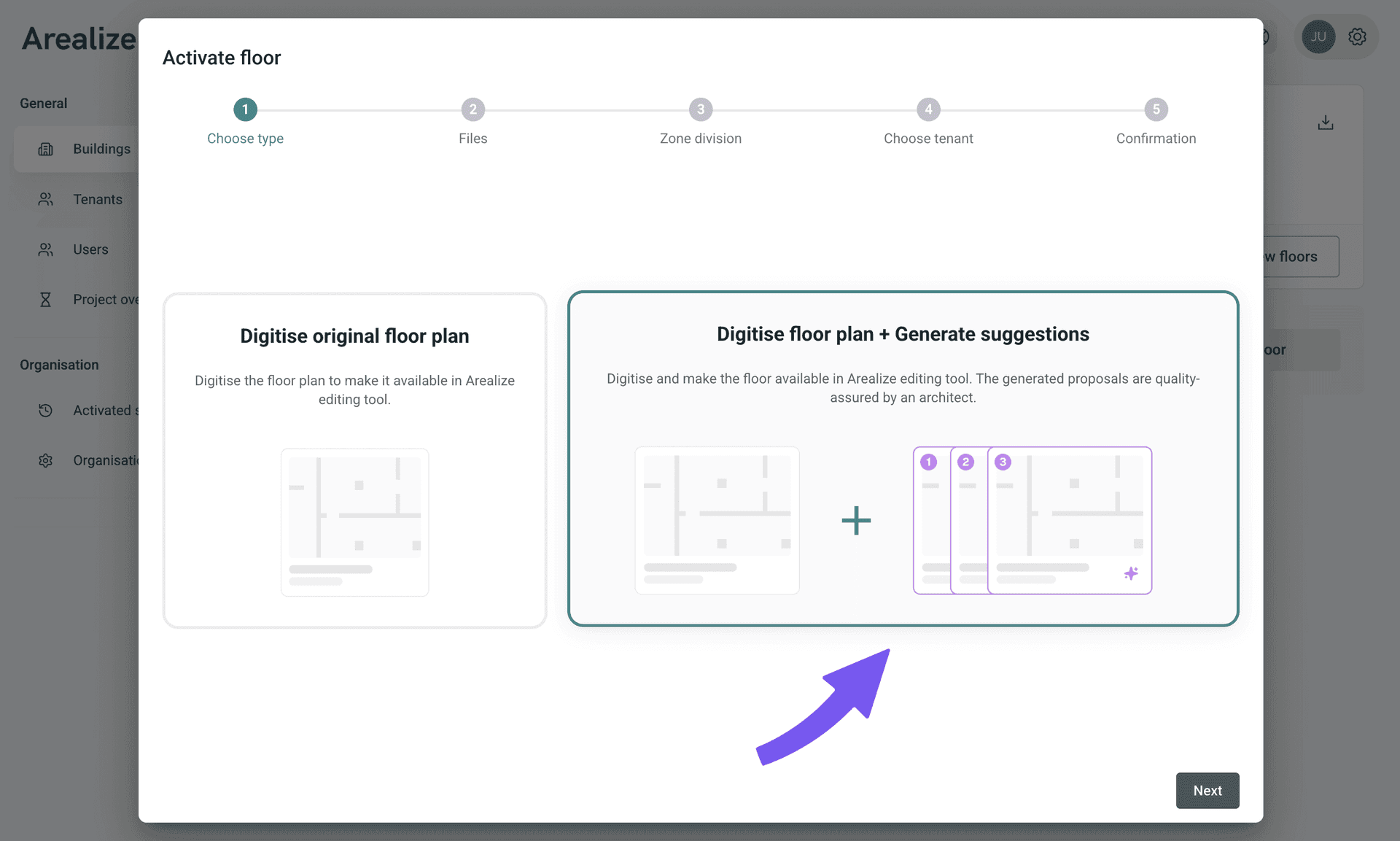 Select Digitisation step