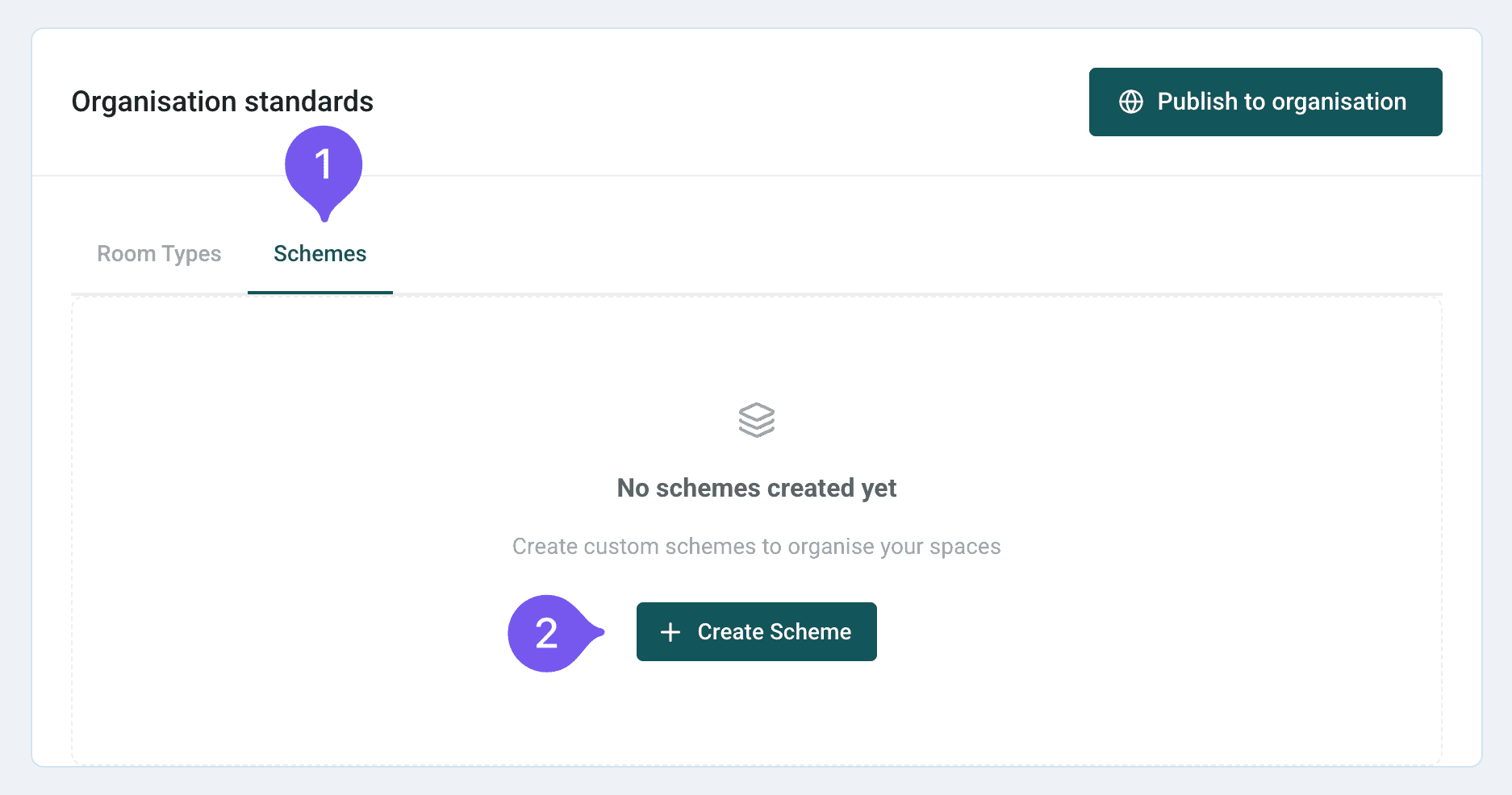 Open 'Organisation Standards' in the left side panel