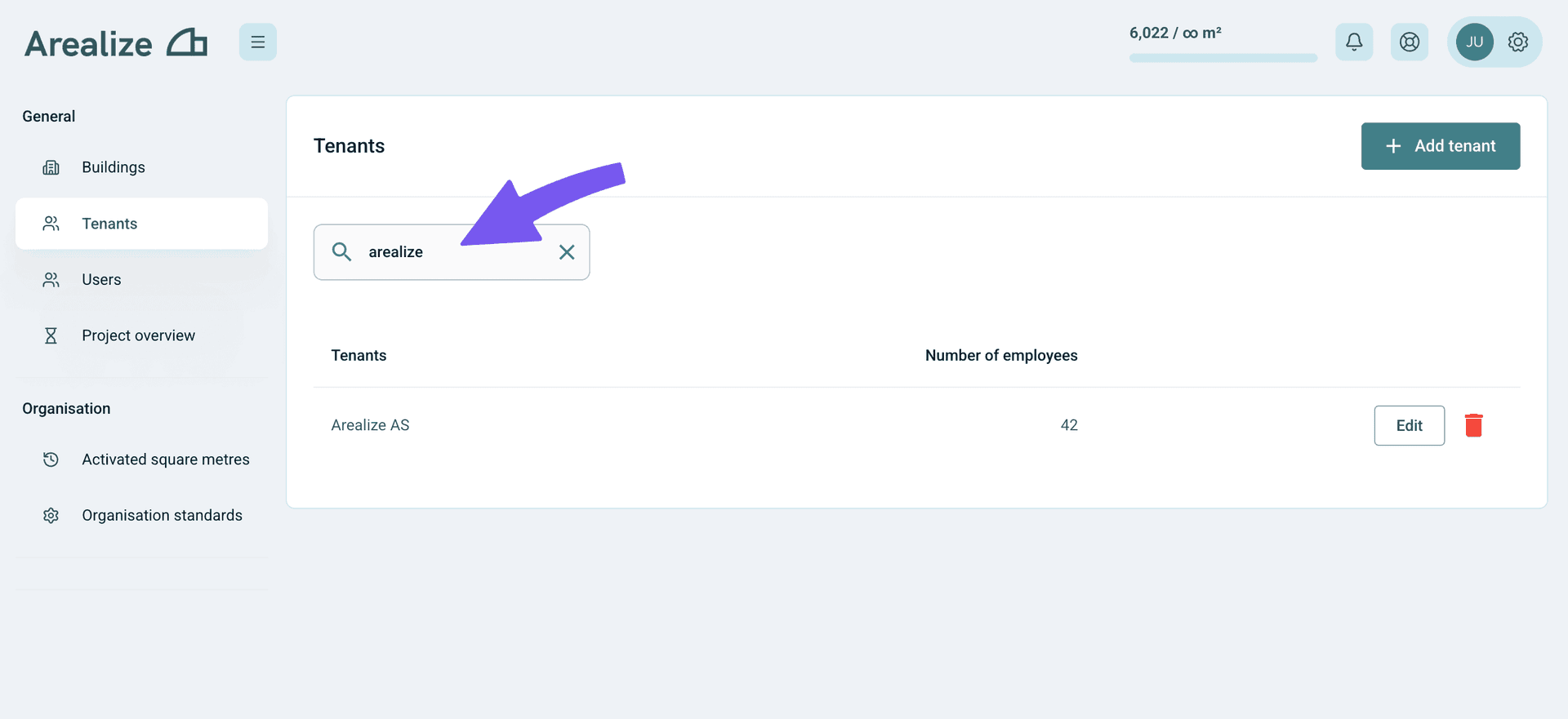 Search and find tenant profiles