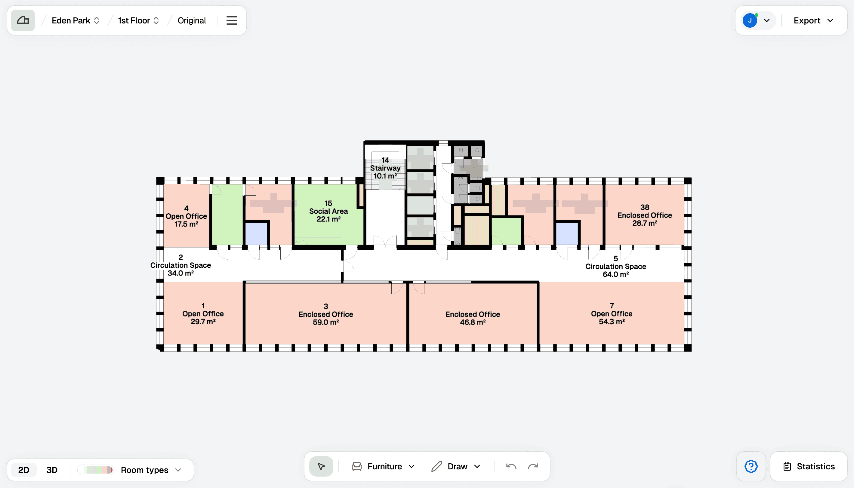 Example of a floor plan in Arealize Studio