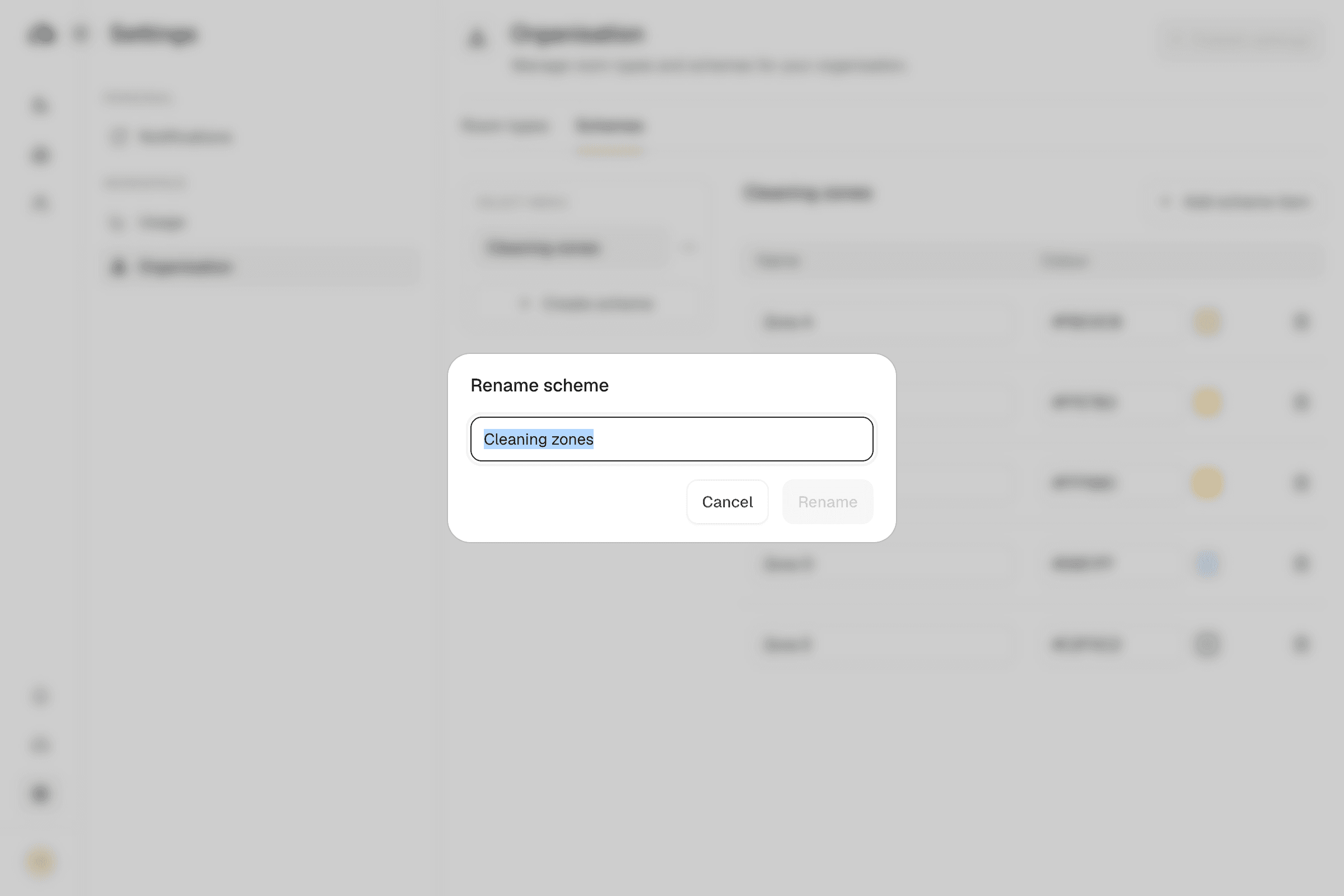 The rename scheme dialog
