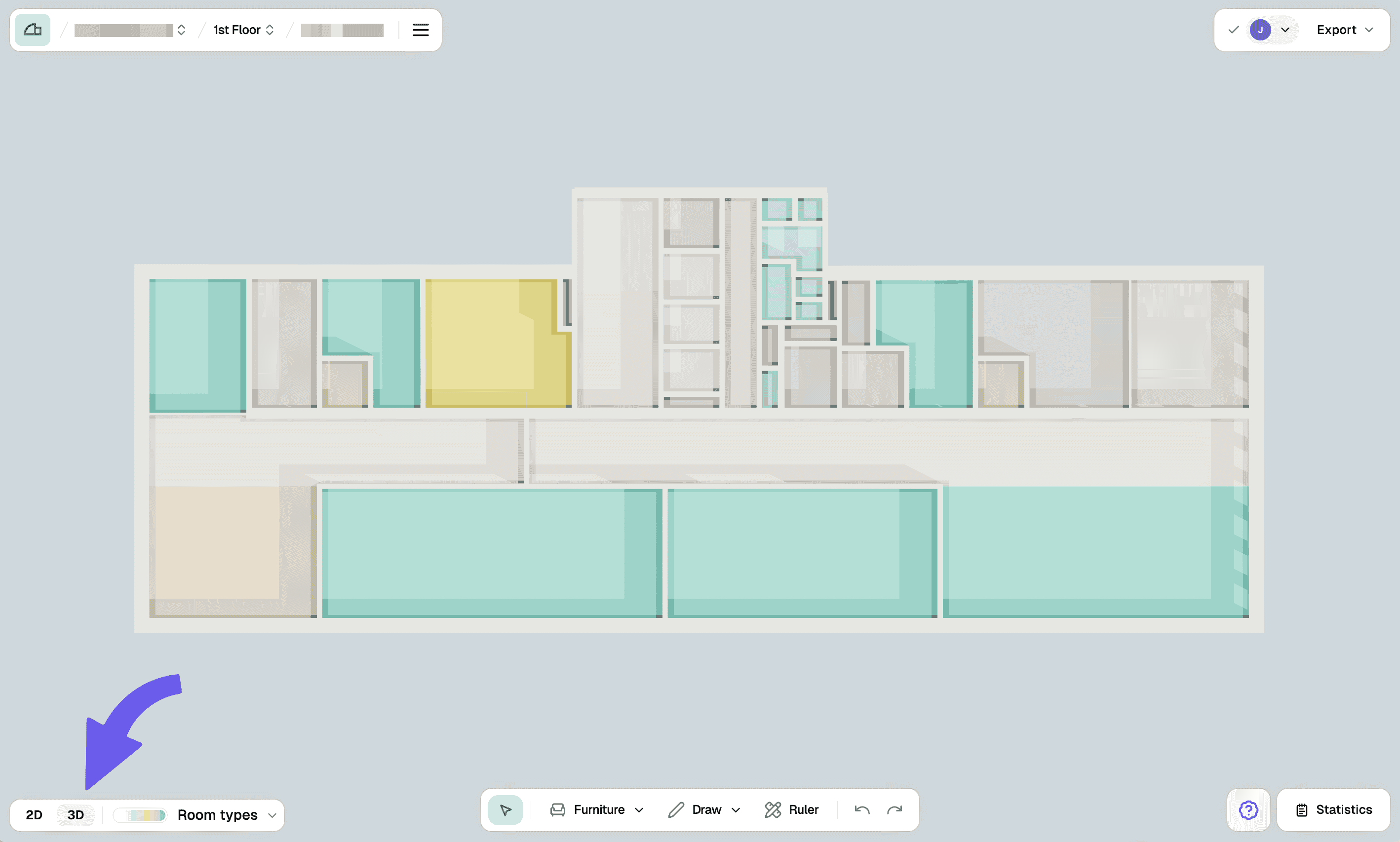3D visualisation of the floor plan