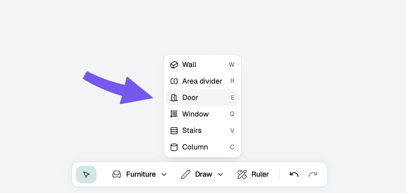 Select the door tool step