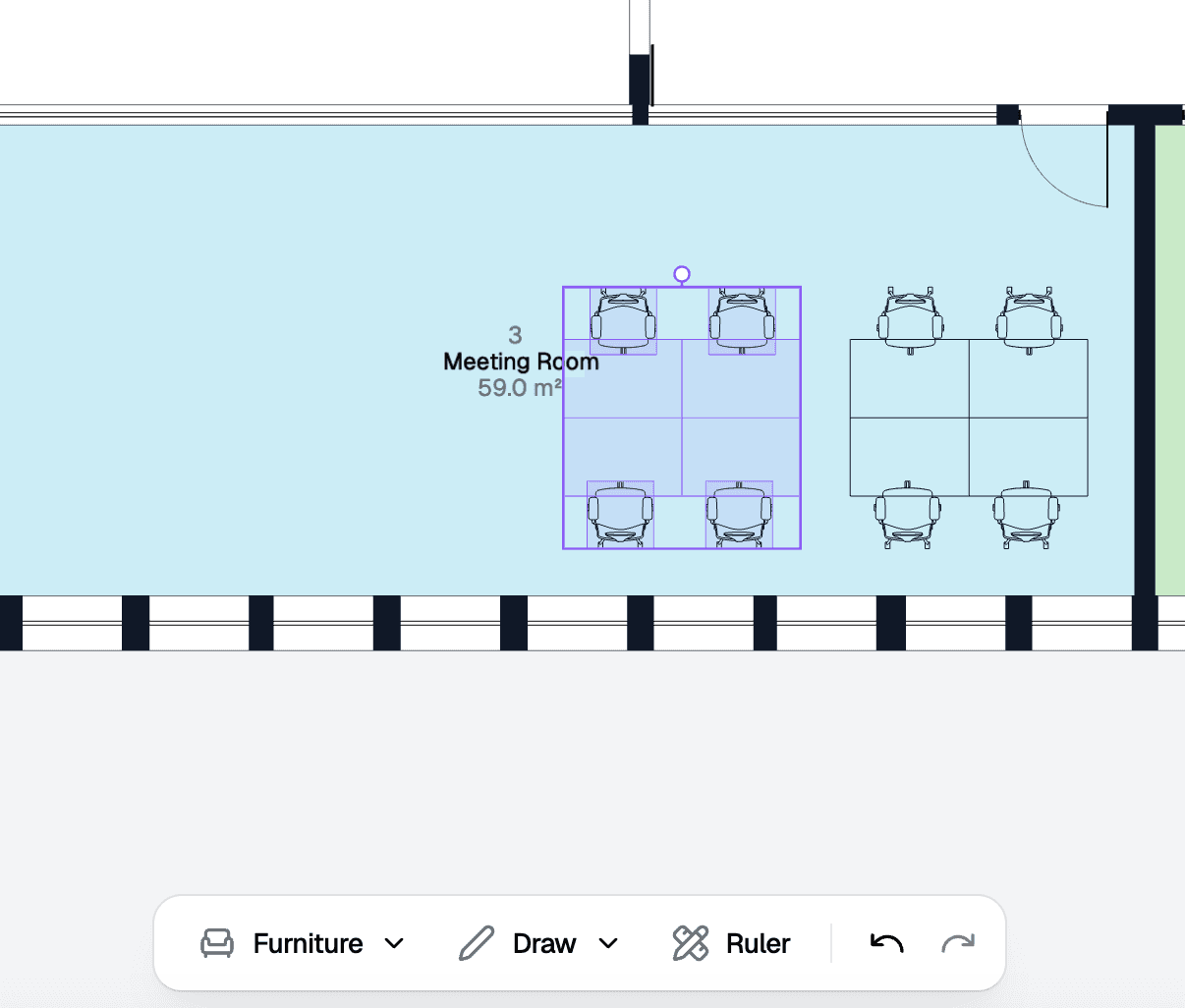 A duplicated workstation group dragged into place beside the original