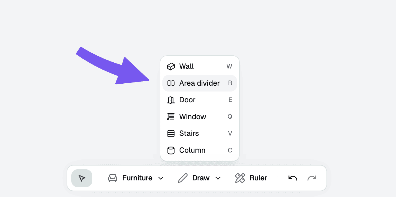 Select area divider step