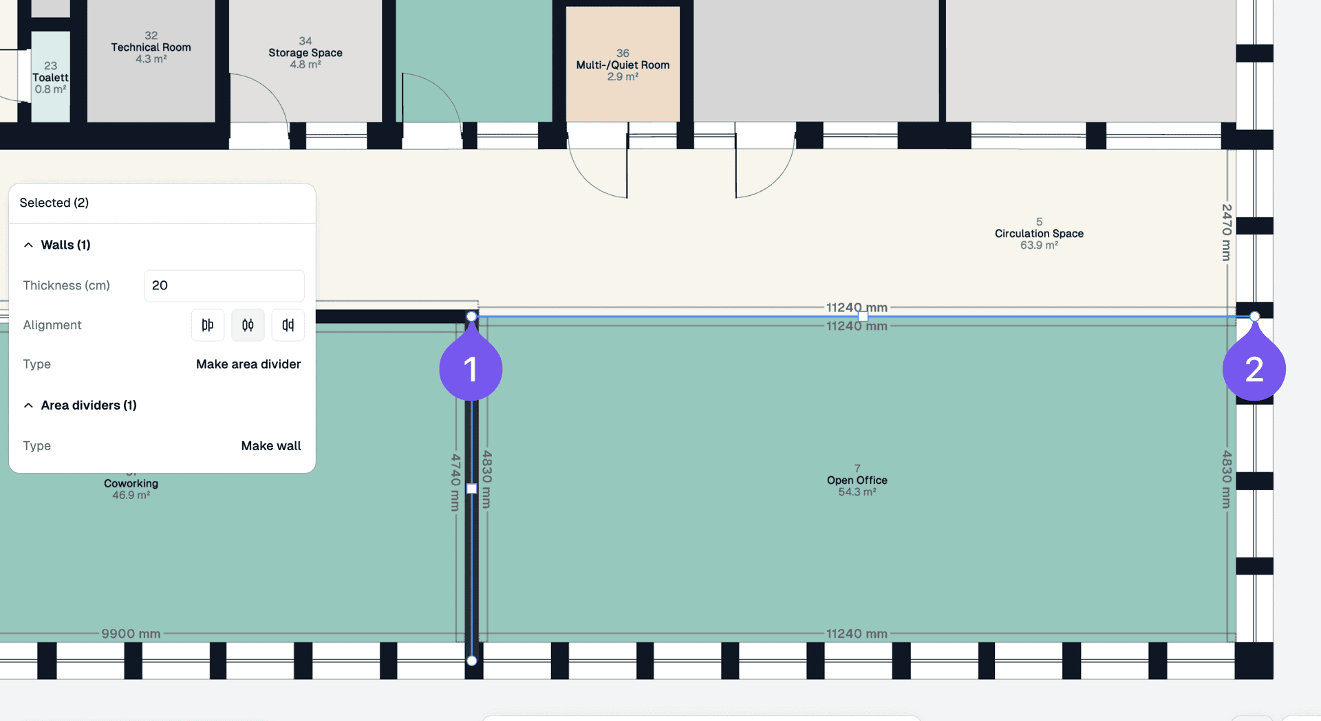 Draw the divider line step