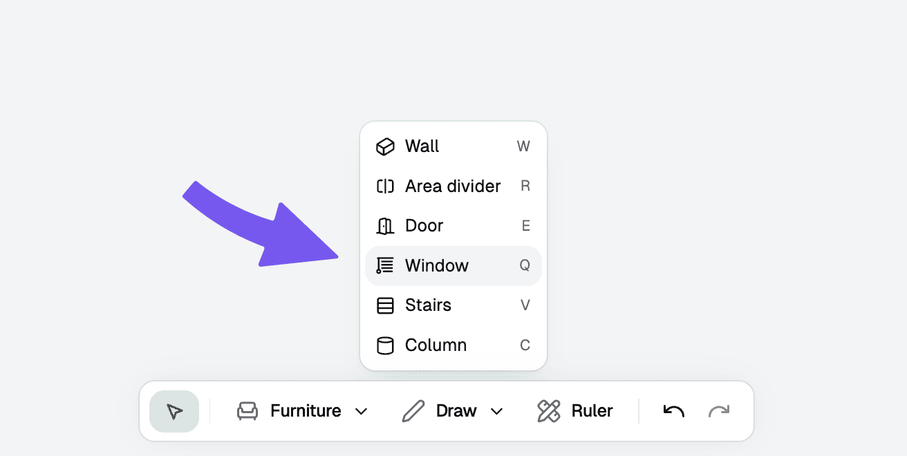Select the window tool step