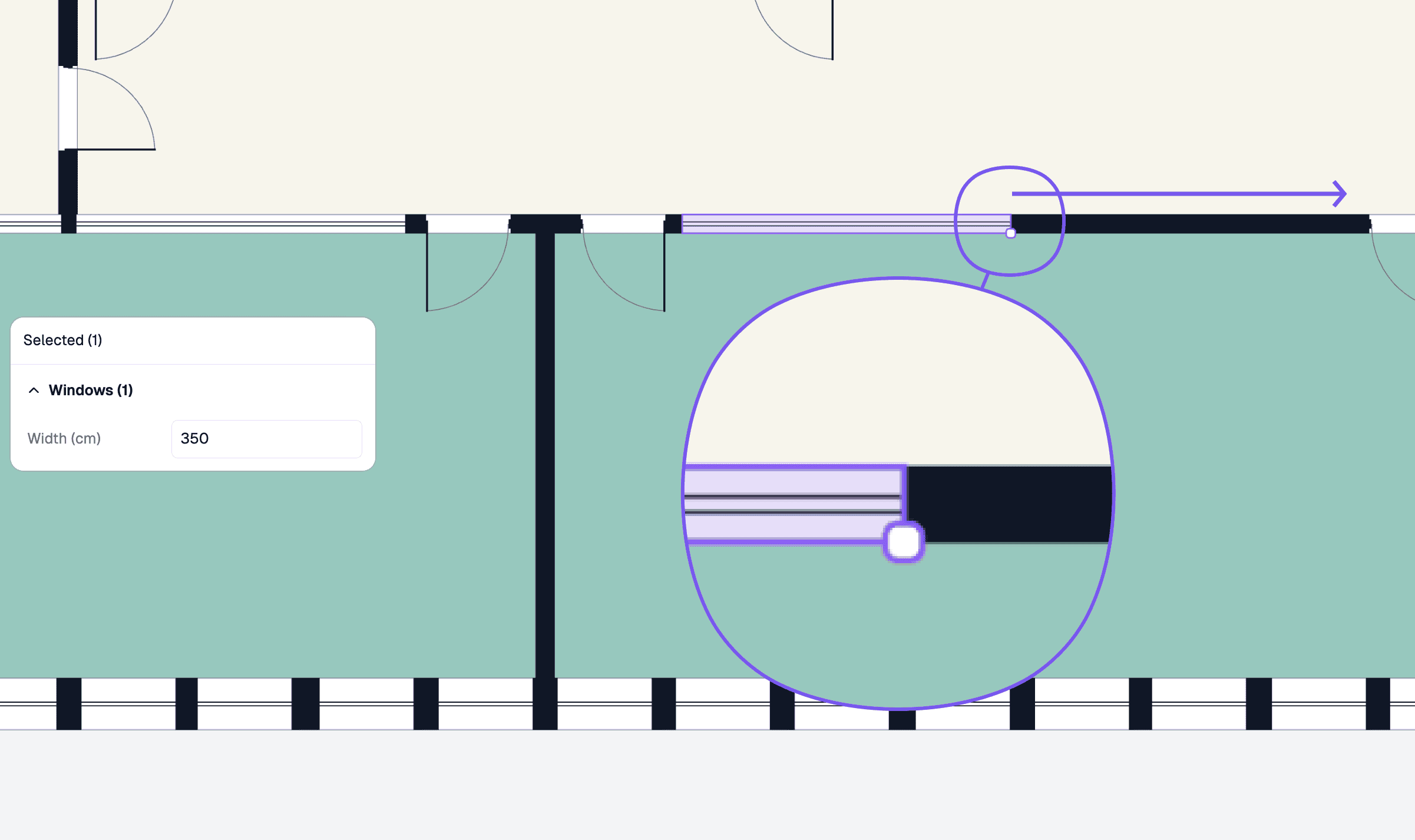 Drag to adjust window width step